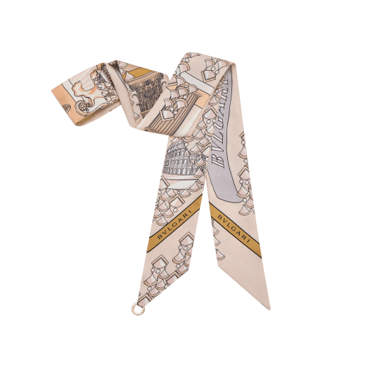 Bvlgari Curiosity shelley in fine light peridot silk twill with a BVLGARI BVLGARI metal pendant. Made of 100% silk. BULGARICURIOSITYSH image 1