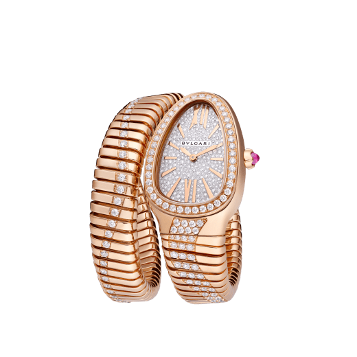 Serpenti Tubogas Infinity single-spiral watch in 18 kt rose gold set with diamond and full pavé dial. Water-resistant up to 30 metres 103791 image 3
