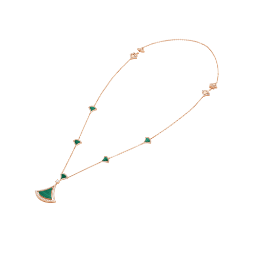 Divas' Dream pendant necklace in 18 kt rose gold set with a malachite insert and pavé diamonds. Ramadan Special Edition CL859415 image 4