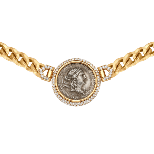 عقد "مونيتي" من الذهب الورد عيار 18 قيراطاً مرصع بقطعة نقود فضية أثرية CL859316 image 3