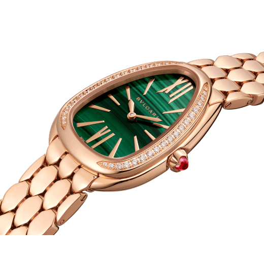 Reloj Serpenti Seduttori con caja y brazalete en oro rosa de 18 qt, bisel en oro rosa de 18 qt con diamantes engastados y esfera en malaquita 103273 image 2