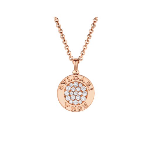 Cadena BVLGARI BVLGARI en oro rosa de 18 quilates y colgante en oro rosa de 18 quilates con inserción de madreperla y pavé de diamantes (0,34 ct). 358375 image 1
