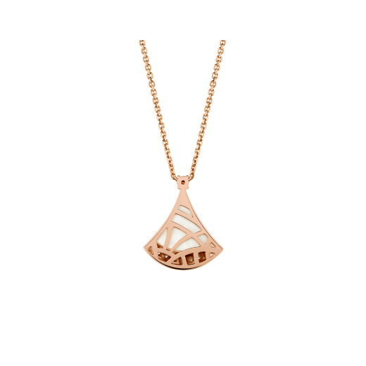 DIVAS' DREAM 18 kt rose gold pendant necklace set with a round brilliant-cut diamond (0,03 ct), a mother-of-pearl element and pavé diamonds (0.10 ct) 358365 image 4