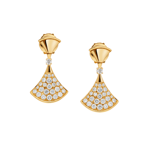 DIVAS' DREAM 18 kt yellow gold earrings set with a diamond and pavé diamonds 357514 image 1