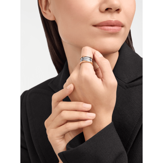 B.zero1 Gold & Steel four-band ring in 18 kt yellow gold and stainless steel AN860830 image 2