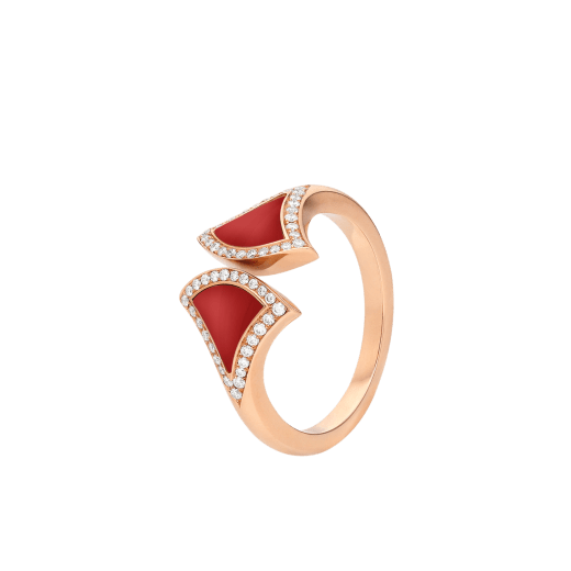 Divas' Dream 18 kt rose gold ring set with carnelian elements and pavé diamonds AN859849 image 1