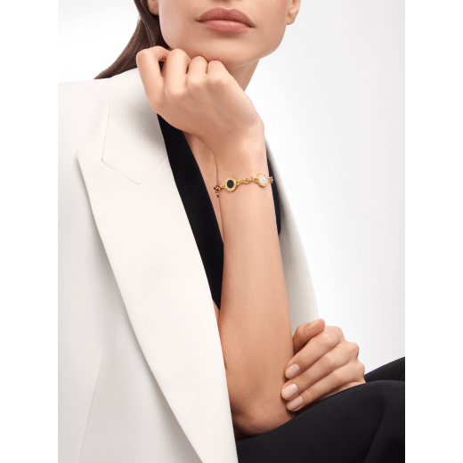 Bvlgari Bvlgari 18 kt yellow gold soft bracelet set with mother-of-pearl and onyx elements BR860463 image 1
