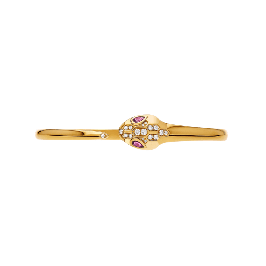 Serpenti 18 kt yellow gold bracelet set with rubellite eyes and demi pavé diamonds on the head and the tail BR858986 image 1