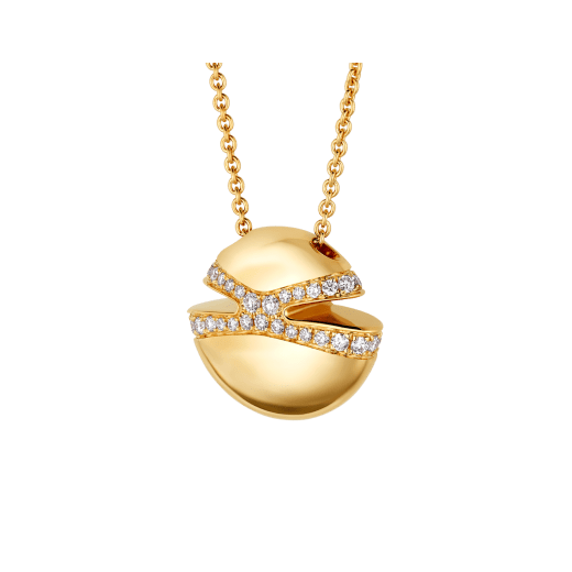 Bvlgari Cabochon 18 kt yellow gold necklace set with demi pavé diamonds 361472 image 3