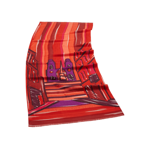 وشاح «ليتيري ماكسي رومان» من الصوف الحريري الفاخر بلون شل كوارتز الوردي. مصنوع من 60% من الحرير، 40% من الصوف. LETTEREMXRMb image 1