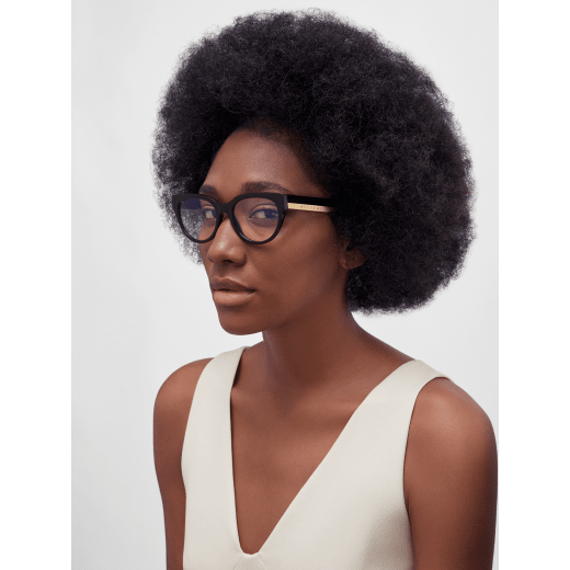 Bvlgari Roma butterfly acetate glasses with metal logo on the temples and blue light filter lenses 904334 image 1