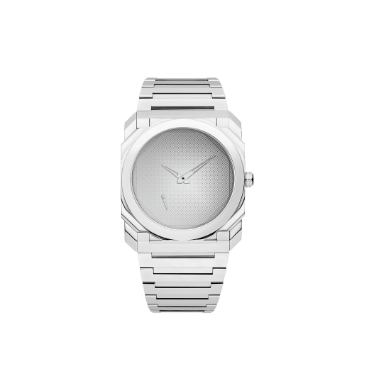 Octo Finissimo Sejima Limited Edition watch features mechanical manufacture in-house movement (2.23 mm thick), automatic winding, 40 mm polished stainless steel case and bracelet, polished dial with sapphire crystal and metalized dots. Water-resistant up to 100 meters. 103710 image 1
