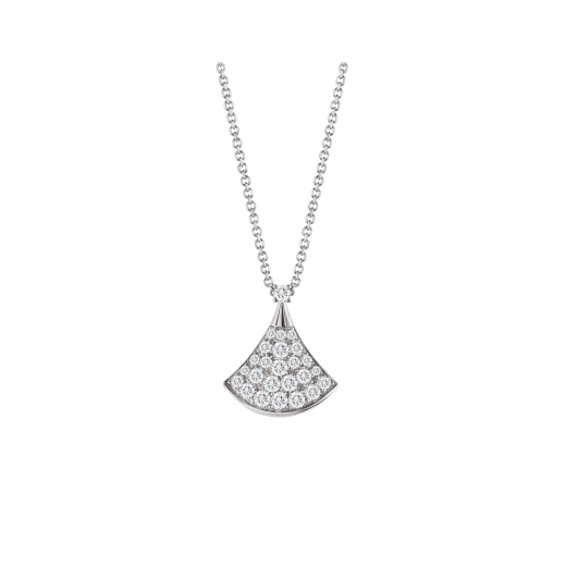 DIVAS' DREAM necklace in 18 kt white gold with pendant set with one diamond and pavé diamonds. 351099 image 1