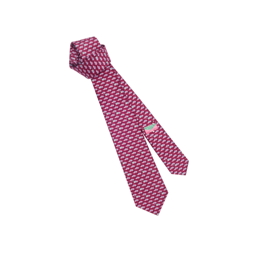 Siebenfach gefaltete With Love Krawatte aus feiner bedruckter gelber Saglione-Seide. WITHLOVE image 1