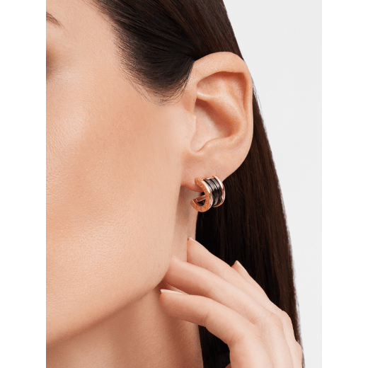 B.zero1 earrings in 18kt rose gold and black ceramic. 347405 image 4