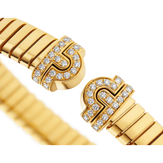 Bvlgari Tubogas 18 kt yellow gold bracelet set with pavé diamonds BR860299 image 3