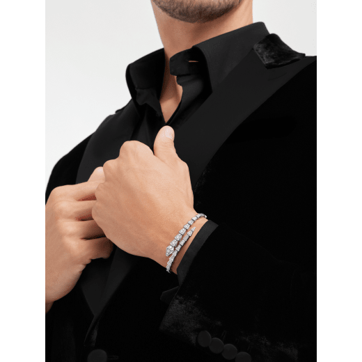 Serpenti Viper one-coil 18 kt white gold bracelet set with full pavé diamonds BR860202 image 2