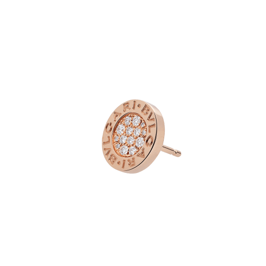ブルガリ・ブルガリ 18Kピンクゴールド製 シングル ピアス イヤリング（片耳用）。パヴェダイヤモンドをあしらっています。刻印を施してパーソナライズ可能（オンラインショップ限定サービス）。 354731 image 2