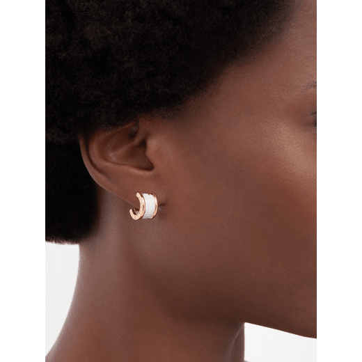B.zero1 earrings in 18kt rose gold and white ceramic. 346464 image 1