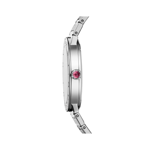 BULGARI BULGARI watch with stainless steel case and bezel engraved with double logo, polished and satin-brushed stainless steel bracelet and pink lacquered dial. Water-resistant up to 30 meters. Limited edition of 350 pieces. 103711 image 3