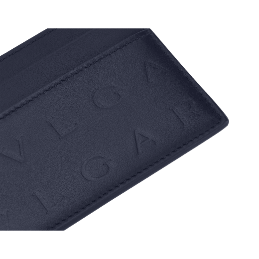 Bulgari Logo card holder in ivy onyx greenish-grey calf leather with iconic hot-stamped Infinitum pattern all over. BVL-CCHOLDERb image 4