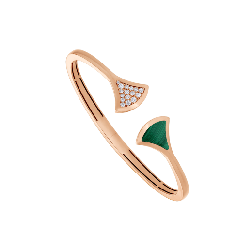 DIVAS' DREAM 18 kt rose gold bangle bracelet set with a malachite element and pavé diamonds. BR858679 image 1