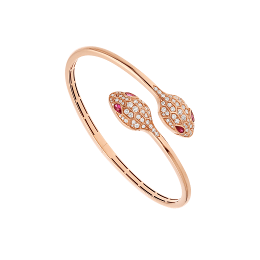 Bracelet Serpenti en or rose 18 K avec yeux en rubellite et pavé diamants BR858550 image 1