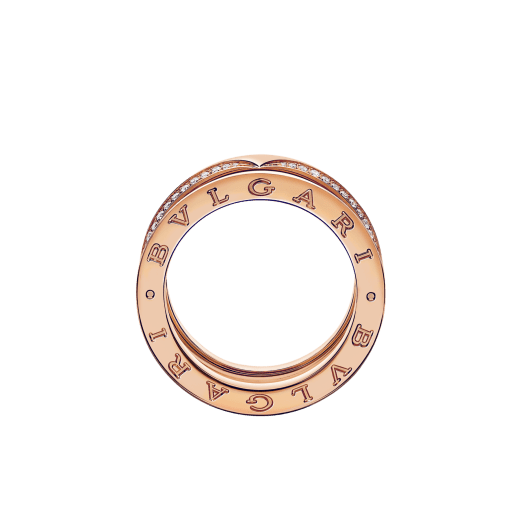 B.zero1 18 kt rose gold three-band ring set with full pavé diamonds along its edges B.zero1 18 kt rose gold three-band ring set with full pavé diamonds on the edges AN859441 image 2