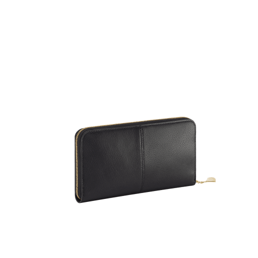 Divas' Dream large wallet in star rose pink goat leather with crystal rose nappa leather interior. Refined gold-plated brass signature charm and zip around closure. DIVA-LONGWLT image 3