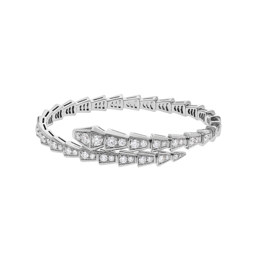 Serpenti Viper one-coil 18 kt white gold bracelet set with full pavé diamonds BR860202 image 2
