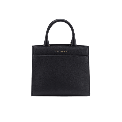 Bulgari Logo small tote bag in amaranth garnet red smooth and grained calf leather with flamingo quartz pink grosgrain lining. Iconic Bulgari logo decorative chain in light gold-plated brass. BVL-1202 image 3