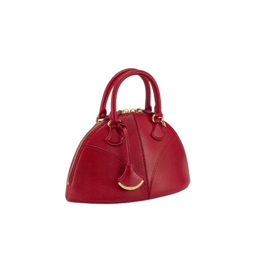 Marquise small top handle bag in black goat leather with black nappa leather lining and zipped closure. Detachable signature black goat leather charm with mirror. DAS-001-1325S image 2