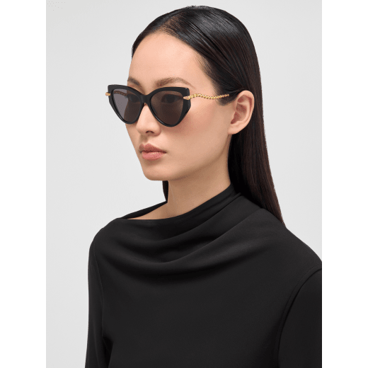 Serpenti “Viper” 貓眼醋酸纖維太陽眼鏡，金色鏡腳。 904262 image 2