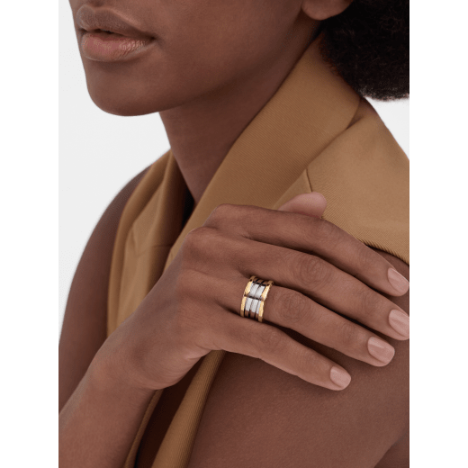 B.zero1 Gold & Steel four-band ring in 18 kt yellow gold and stainless steel AN860830 image 1