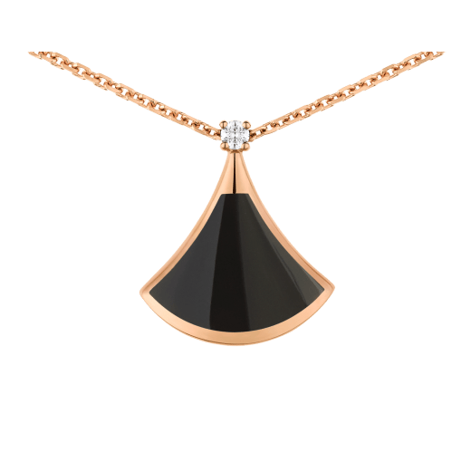 Collana con pendente Divas' Dream in oro rosa 18 kt con onice e diamante. 360173 image 3