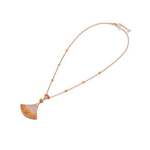Divas' Dream 18 kt rose gold necklace set with round brilliant-cut Mandarin garnets and pavé diamonds 361110 image 2