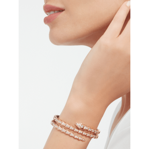 Serpenti Viper two-coil 18 kt rose gold bracelet, set with pavé diamonds BR858796 image 1