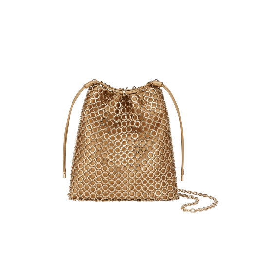 Bulgari Cocktail clutch with light gold-plated brass heritage mesh and light gold satin inner layer. 291695 image 5