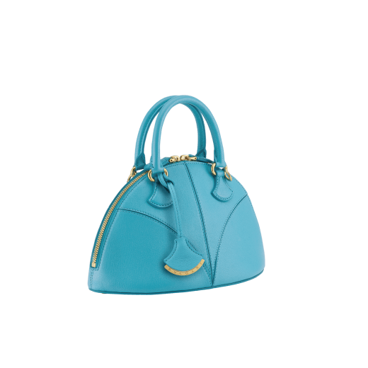 Marquise small top handle bag in black goat leather with black nappa leather lining and zipped closure. Detachable signature black goat leather charm with mirror. DAS-001-1325S image 2