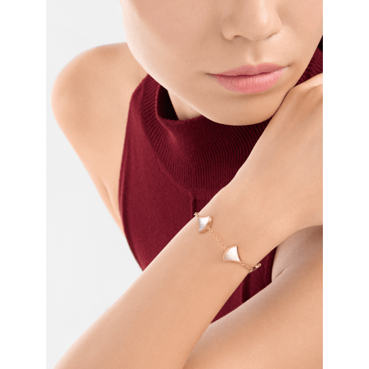 Divas' Dream 18 kt rose gold soft bracelet set with white mother-of-pearl elements BR860954 image 2