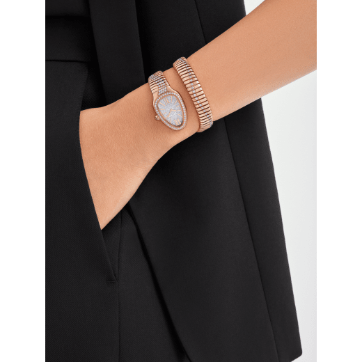 Serpenti Tubogas Infiniti 單螺旋腕錶，18K 玫瑰金錶殼鑲飾鑽石，全密鑲鑽石錶盤。防水深度 30 公尺。 103924 image 1