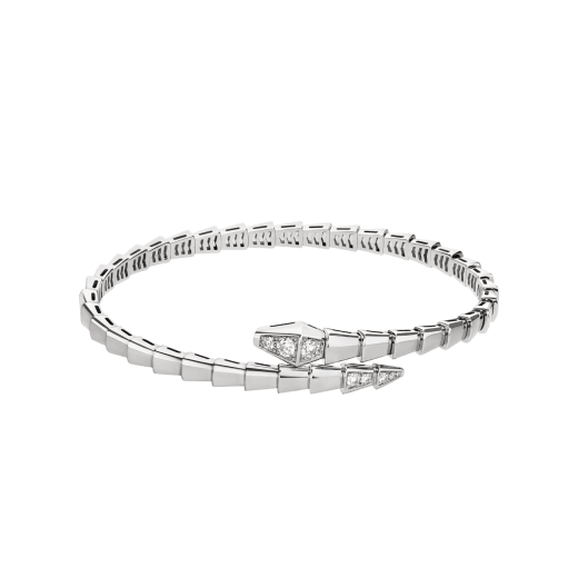 Serpenti Viper one-coil 18 kt white gold bracelet set with pavé diamonds on the head and tail. BR859759 image 2