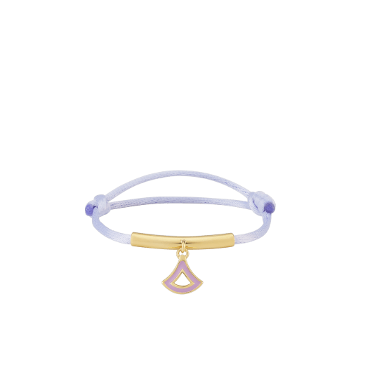 Divas’ Dream bracelet in emerald green fabric. Light gold-plated brass tubular element with refined charm embellished with emerald green enamel. DIVAMINISTRINGd image 1
