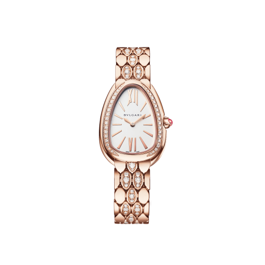 Serpenti Seduttori watch with 18 kt rose gold case and bracelet both set with diamonds, and white dial 103946 image 1