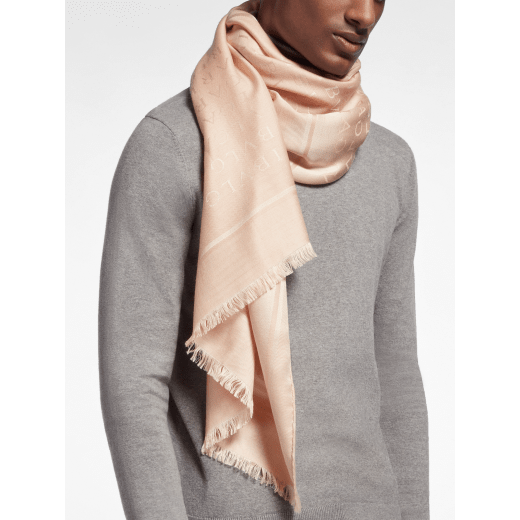 Lettere Maxi stole in fine Niagara sapphire blue silk wool. LETTEREMAXIa image 1