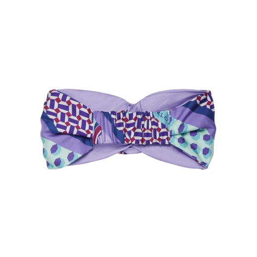 Sun double-faced headband in fine, printed sheer amethyst purple silk twill. SUNHEADBAND image 2