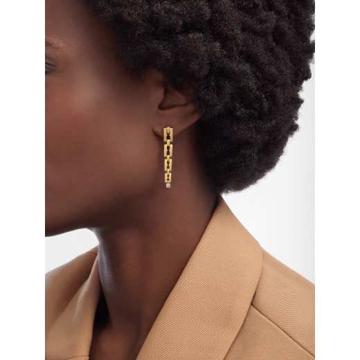 B.zero1 Rock Chain 18 kt yellow gold pendant earrings set with two brilliant-cut diamonds 361955 image 1