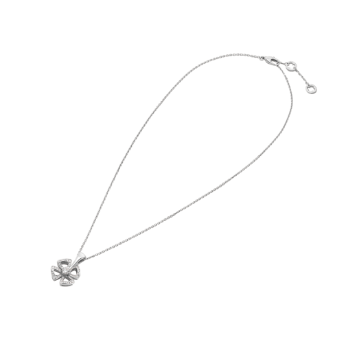 Fiorever 18 kt white gold necklace set with a central brilliant-cut diamond (0.10 ct) and pavé diamonds (0.06 ct) 358157 image 2
