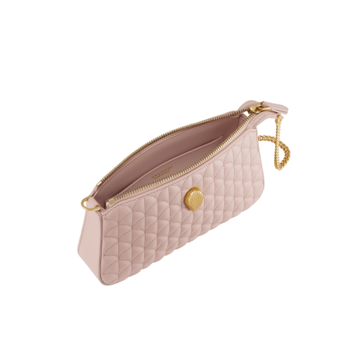Serpenti Sugarloaf chain clutch in royal ruby Calla Matelassé calf leather with a quilted pattern, royal ruby nappa leather lining and a zipped closure. Captivating snakehead rivet in gold-plated brass finished with red enamel eyes. SSL-CHAINCLUTCH image 2