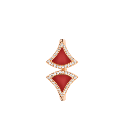 Divas' Dream 18 kt rose gold ring set with carnelian elements and pavé diamonds AN859849 image 2